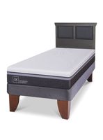 Cama Europea Ortopedic Advance 1.5 Plazas Respaldo Torino Gris