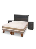 Cama Europea Rilassati Smart 2 Plazas Base Dividida Set Dublin Gris