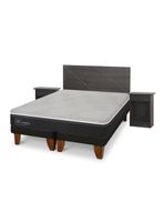 Cama Europea Hybrid Smart 2 Plazas Base Dividida Set Villarrica Gris