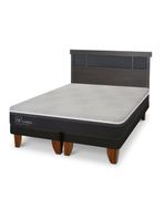 Cama Europea Hybrid Smart 2 Plazas Base Dividida + Respaldo Dublin Gris