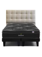 Cama Europea Brest Platinum 2 Plazas + Respaldo Tignes Arena  Base Dividida
