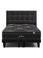 Cama Europea Brest Platinum 2 Plazas + Respaldo Tignes Marengo  Base Dividida