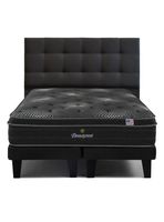 Cama Europea Brest Platinum King + Respaldo Tignes Marengo Base Dividida