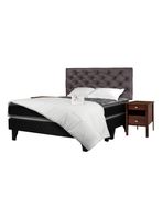 Cama Europea Terapeutic 2 Plazas Base Dividida + Set Muebles Capitoné + Textil