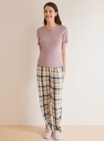 Polera Panadera Manga Corta Morada Algodón