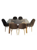 Juego Comedor Jockey Natural + 6 Sillas Cross