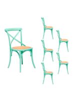 Set 6 Sillas Retro Verde Agua