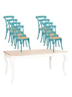 Comedor Vittoria Blanco 8 Sillas Turquesa