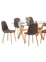 Juego de Comedor Cross Natural + 6 Sillas