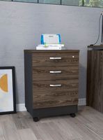 Archivador 3 Cajones Bajo Home Office Negro Soft-Coñac