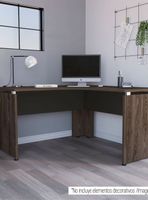 Escritorio L-140 Home Office Negro Soft-Coñac