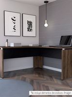 Escritorio L-160 Home Office Negro Soft-Coñac