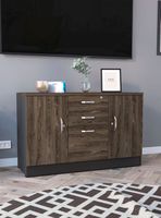 Gabinete 3 Cajones + 2 Puertas Home Office Negro Soft-Coñac