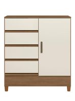 Cómoda Fit 1 Puerta 4 Cajones Jequitiba/Off White