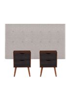 Set Muebles Trigis: Respaldo 2 Plazas + 2 Veladores