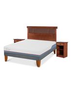 Cama Europea Excellence Plus 2 Plazas Base Normal + Set Muebles New Dublín Caramel