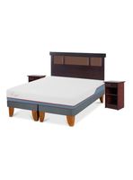 Cama Europea Excellence Plus 2 Plazas Base Dividida + Set Muebles New Dublín Chocolate
