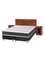 Box Spring New Ortopedic B5 Black 2 Plazas Base Dividida + Set Muebles New Villarrica