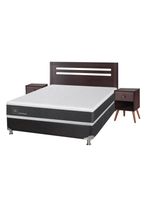 Box Spring New Ortopedic B5 Black 2 Plazas Base Normal + Set Muebles New Munich