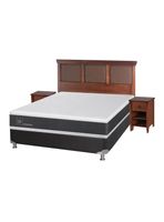 Box Spring New Ortopedic B5 Black 2 Plazas Base Normal + Set Muebles New Torino Café