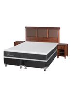 Box Spring New Ortopedic B5 Black 2 Plazas Base Dividida + Set Muebles New Torino Café