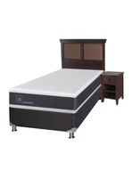 Box Spring New Ortopedic B5 Black 1.5 Plazas + Set Muebles New Torino Chocolate