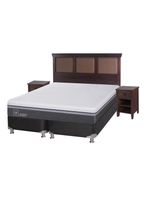Box Spring B5 Black Ortopedic Advance 2 Plazas Base Dividida + Set Muebles New Torino Chocolate