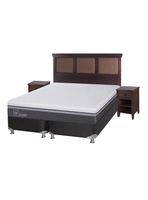 Box Spring B5 Black Ortopedic Advance King Base Dividida + Set Muebles New Torino Chocolate