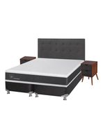 Box Spring New Ortopedic B5 Black 2 Plazas Base Dividida Eufrates Sin Textil
