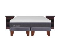 Cama Europea Ortopedic Advance 2 Plazas Base Dividida + Velador New Dublín Chocolate