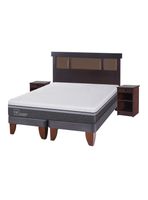 Cama Europea Ortopedic Advance 2 Plazas Base Dividida + Set Muebles New Dublín Chocolate