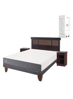 Cama Europea Smart 2 Plazas Base Normal + Set Muebles New Dublín Chocolate