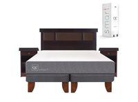Cama Europea Smart 2 Plazas Base Dividida + Set Muebles New Dublín Chocolate