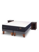 Cama Europea Premium 2 Plazas Base Dividida + Veladores New Dublin Chocolate