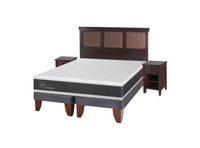 Cama Europea New Ortopedic King + Set Muebles New Torino Chocolate