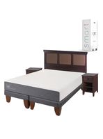 Cama Europea Smart 2 Plazas Base Dividida + Set Muebles New Torino Chocolate