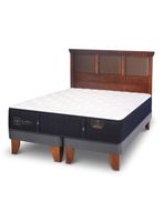 Cama Europea Premium 2 Plazas Base Dividida + Respaldo New Torino Caramelo