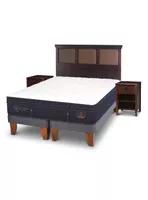 Cama Europea Super Premium 2 Plazas Base Dividida New Torino Chocolate + Set Muebles