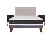 Cama Europea New Ortopedic 2 Plazas Base Normal + Set Muebles Tigris