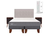 Cama Europea Smart 2 Plazas Base Dividida + Set Muebles Tigris