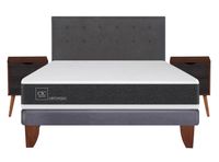 Cama Europea New Ortopedic 2 Plazas Base Normal + Set Muebles Eufrates