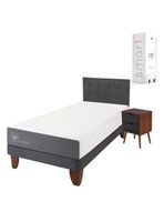 Cama Europea Smart 1.5 Plazas Base Normal + Set Muebles Eufrates