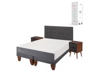 Cama Europea Smart 2 Plazas Base Dividida + Set Muebles Eufrates