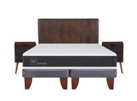 Cama Europea New Ortopedic 2 Plazas Base Dividida + Set Muebles Baker