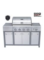 Parrilla a Gas Buffalo 4 Quemadores + Quemador Lateral