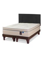Cama Europea Maximo Cobre Base Dividida 2 Plazas Box + Respaldo Royal Negro