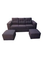 Sofá Nize 3 Cuerpos Tela + 2 Poufs