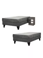 Pack 2 Camas Europeas Apolo Black 1 Plaza + Velador Granada Grey