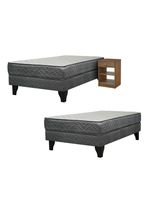 Pack 2 Camas Europeas Apolo Black 1 Plaza + Velador Granada Nude