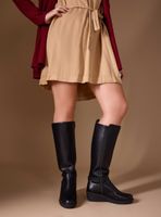 Bota Cuña Efecto Cuero Mujer